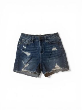 Judy Blue Dark Blue Distressed Denim Shorts